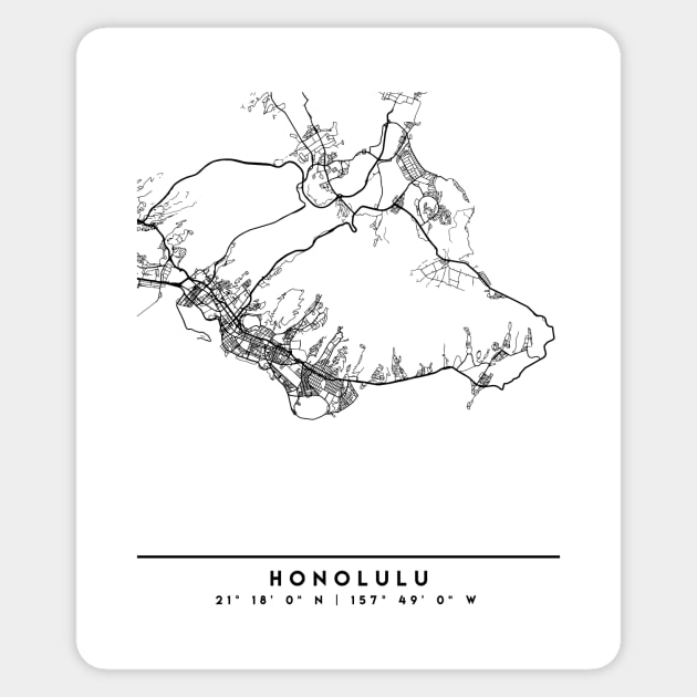 HONOLULU HAWAII BLACK CITY STREET MAP ART Sticker by deificusArt